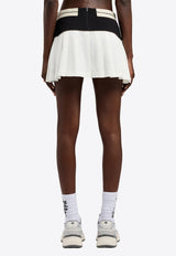 Palm Angels Classic Logo Pleated Mini Skirt White PWCC095S26FAB001_0310