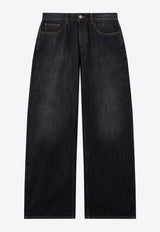 Palm Angels Curved Logo Straight Faded Jeans Black PMYA049S26DEN00B_1313