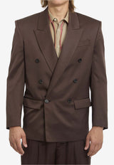 Saint Laurent Double-Breasted Silk Jacket Brown 854418-Y4K19-2658