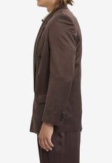 Saint Laurent Double-Breasted Silk Jacket Brown 854418-Y4K19-2658