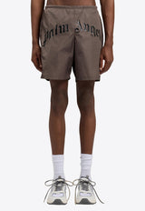 Palm Angels Curved Logo Swim Shorts Brown PMFD018S26FAB001_6010
