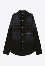 Palm Angels Classic Logo Faded Denim Shirt Black PMYD024S26DEN001_1003