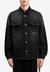 Palm Angels Classic Logo Faded Denim Shirt Black PMYD024S26DEN001_1003
