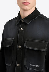 Palm Angels Classic Logo Faded Denim Shirt Black PMYD024S26DEN001_1003