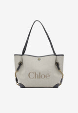 Chloé Large Clover Canvas and Leather Tote Bag Beige CH26AS655S6344C_8eee8579-9aff-43c8-810c-ac2a21abfafc
