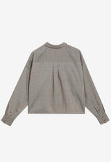 The Frankie Shop Arlen Checked Cropped Shirt Beige CHFS22039WO/S_THE-937