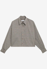 The Frankie Shop Arlen Checked Cropped Shirt Beige CHFS22039WO/S_THE-937