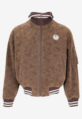 Palm Angels Tree Logo Suede-Effect Bomber Jacket Brown PMJA048S26LEA001_6003