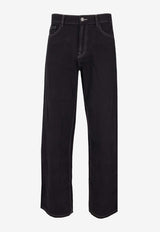 Palm Angels Logo Straight-Leg Jeans Black PMYA049S26DEN007_1003