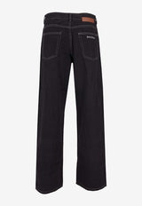Palm Angels Logo Straight-Leg Jeans Black PMYA049S26DEN007_1003