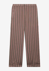 The Frankie Shop Striped Silk Pants Brown PAFS21923VI/S_THE-279