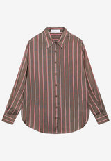 The Frankie Shop Striped Buttoned Shirt Brown CHFS21925VI/S_THE-279