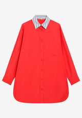 Loewe Striped-Collar Mini Shirt Dress Red S359Y09XKZCO/T_LOEW-7100
