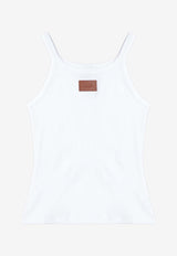 Fendi Logo Patch Ribbed Tank Top White FS7966AW87/T_FENDI-F0ZNM