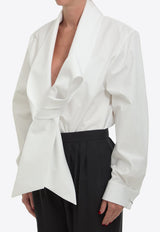 Saint Laurent Lavallière Collar Blouse White 870726-Y1H48-9000