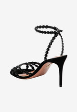 Aquazzura Tequila 85 Sandals in Suede with Crystals Black TQLMIDS0SUE/T_AQUA-BJT