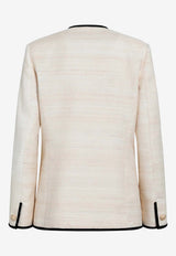 Valentino Single-Breasted Silk Blend Blazer Beige 9B3CE5X5A9F/T_VALE-4KQ