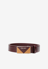 Prada Triangle-Buckle Leather Belt Burgundy 1CC2918NQF0007
