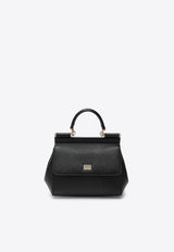Dolce & Gabbana Small Sicily Dauphine Leather Handbag Black BB6003B1001/T_DOLCE-80999