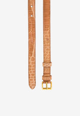 Prada Croc-Embossed Leather Slim Belt Beige 1CM1412AWVF0EXI