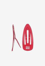 Miu Miu Logo Hair Clips - Set of 2 Red 5IF2902DTU_F0011