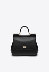 Dolce & Gabbana Large Sicily Dauphine Leather Handbag Black BB6002B1001/T_DOLCE-80999