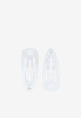 Miu Miu Logo Hair Clips - Set of 2 White 5IF2912DTU_F0009
