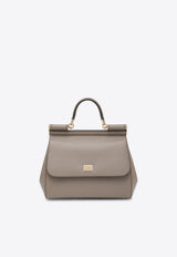 Dolce & Gabbana Large Sicily Dauphine Leather Handbag Beige BB6002B1001/T_DOLCE-80045