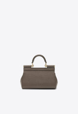 Dolce & Gabbana Mini Sicily Dauphine Leather Handbag Taupe BB7116B1001/T_DOLCE-80045