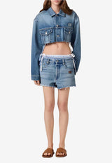 Miu Miu Washed Denim Cropped Jacket Blue GWB314SOOO197U_F0008