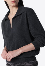 Victoria Beckham Genevieve Polo Sweater Gray 1326KJU007475AWO/T_VIBEC-OM