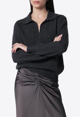 Victoria Beckham Genevieve Polo Sweater Gray 1326KJU007475AWO/T_VIBEC-OM