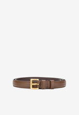 Prada Square-Buckle Leather Belt Brown 1CC291053F0009