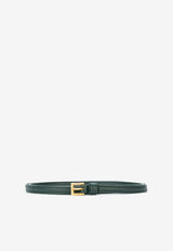 Prada Skinny Buckle Leather Belt Green 1CC156053F0780