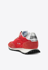 Golden Goose DB Marathon Distressed Sneakers in Nylon and Suede Red GMF00683F005492/T_GOLDE-40399