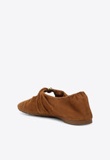 Loewe Pebble Soft Suede Goatskin Ballet Flats Brown LLPF466X04SUE/T_LOEW-2530
