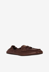 Miu Miu Ruched Nappa Leather Loafers Brown 5D341EFD005EFX_F0NBL
