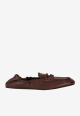 Miu Miu Ruched Nappa Leather Loafers Brown 5D341EFD005EFX_F0NBL