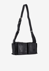Miu Miu Utilitaire Antiqued Nappa Leather Shoulder Bag Black 5BC205VPOO2G7Q_F0002