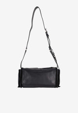 Miu Miu Utilitaire Antiqued Nappa Leather Shoulder Bag Black 5BC205VPOO2G7Q_F0002
