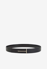 T-Buckle Grained Leather Belt