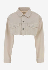 Miu Miu Denim Cropped Jacket White GWB314SOOO197V_F0009