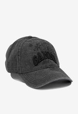 GANNI Logo Embroidered Faded Denim Cap Black B3020214055_bb91334d-9523-477e-b970-0cda67d61730