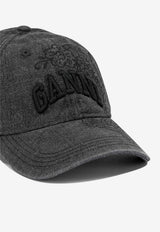 GANNI Logo Embroidered Faded Denim Cap Black B3020214055_bb91334d-9523-477e-b970-0cda67d61730