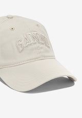 GANNI Logo Canvas Baseball Cap Ivory A6901135_5e852e01-2709-4817-bfa4-76182ec5eebd
