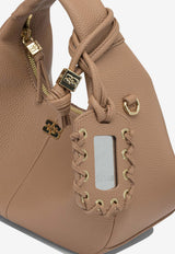 GANNI Mini Hobo Bag in Faux Leather Brown C10400040SP_899bb352-e8bf-4159-9280-449238d93110