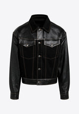 Versace Leather and Denim Jacket Black 10254411A18406/T_VERSA-2DC90