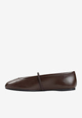 Embossed Logo Leather Ballet Flats