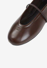 Embossed Logo Leather Ballet Flats