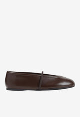 Embossed Logo Leather Ballet Flats
